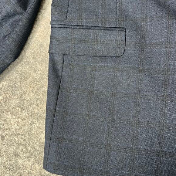 Tommy Hilfiger Men’s Blazer Suit Jacket & Pants Set Navy Blue Plaid Button Up - Picture 6 of 16